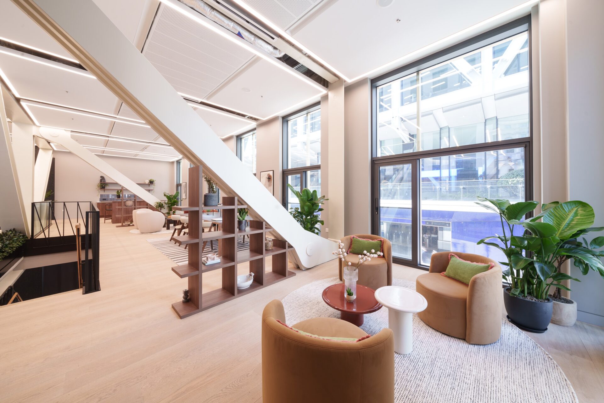 A view of the mezzanine meet & greet lounge