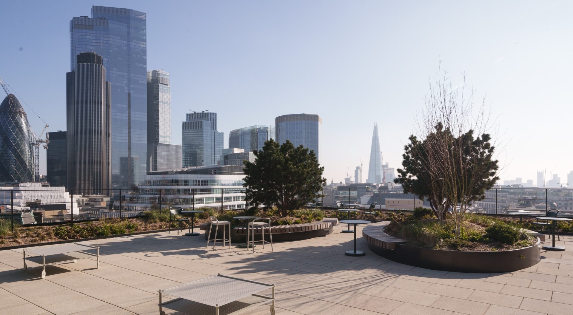 A view of the communal roof terrace